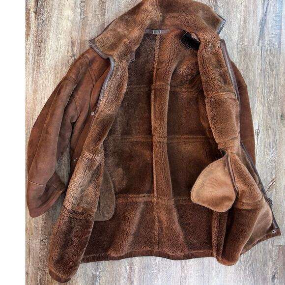 Jacques Jekels France heavy shearling mouton sheep suede brown coat Saks Fifth - Picture 5 of 11